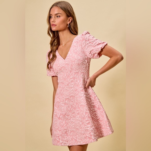 SO ME Floral Jacquard Fit And Flare Daily Mini Dress - Picture 3 of 15